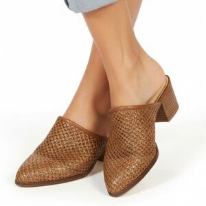 Chinese Laundry Woven Mule Clog Heels Womens 8.5 Brown Slip On Coastal Boho
